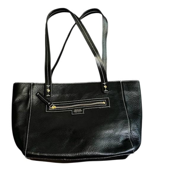 Frances Valentine Black Leather Tote Bag - Picture 1 of 12